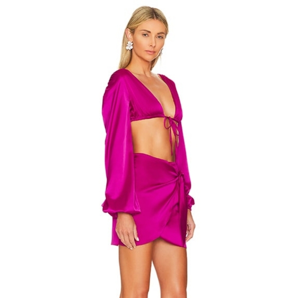 Superdown Rissa Wrap Skirt Set In Magenta - Picture 2 of 7